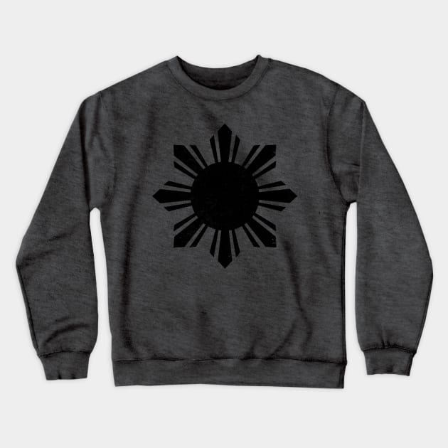 Filipino Vintage Philippines Sun Black Flag Crewneck Sweatshirt by BANWA